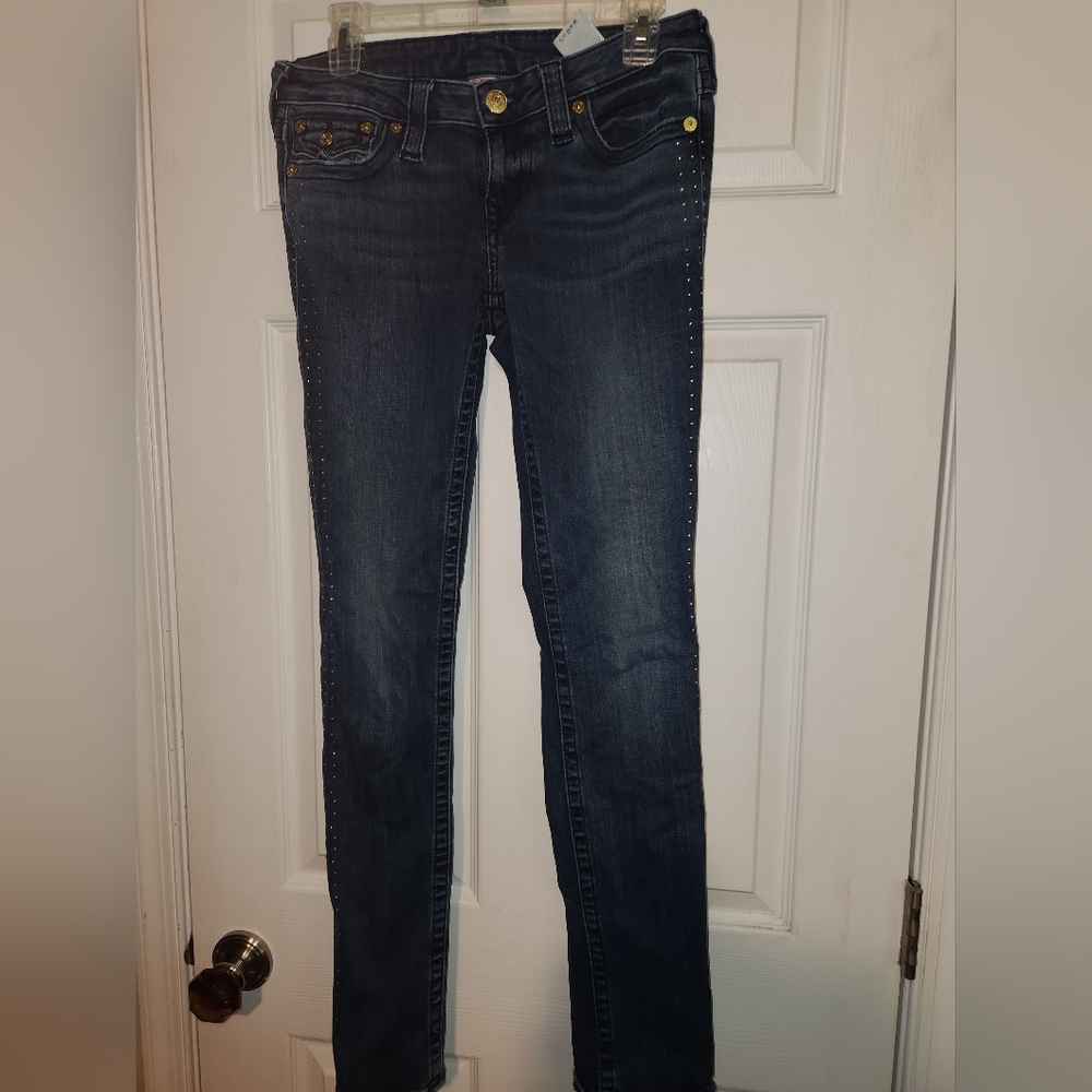 True Religion jeans with tiny metal stud detailing.